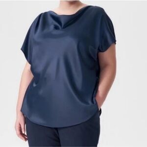 Universal Standard Navy Blue Satin Viva Boatneck Top NWT Women’s Size 14/16